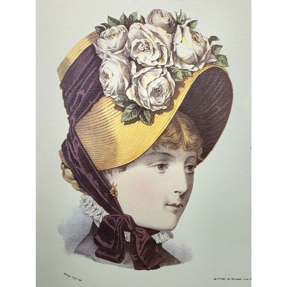 1880s Victorian Henry Petit L'Avenir de la Mode Hat Catalog Lithograph 18"x24" - Picture 7 of 8
